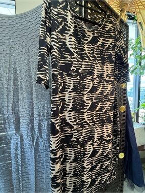 Black and Cream Patterned Women's Shift Dress STYLE by SHEZ feels great